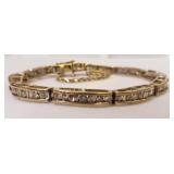 10k Gold Diamond Tennis Bracelet w/ Safety Chain