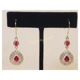 2ct Ruby Dangle Earrings