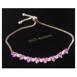 3.15ct Pink Heart Sapphire Bolo Bracelet