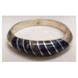 Sterling Silver Inlayed w/ Lapis Lazuli Hinged