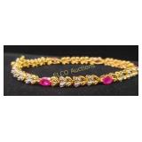 5ct Ruby & Hearts Tennis Bracelet