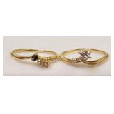 14K Gold Sapphire & Diamond Ring Set