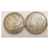 (2) Morgan Silver Dollars, x the money