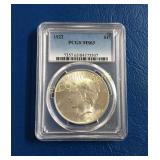 Silver Peace Dollar, 1922, PCGS MS63, 90% Silver