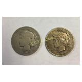 (2) Peace Silver Dollars, 1935 S & 1935 P, key