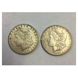 (2) Morgan Silver Dollars, 1885 P & 1889 P, times
