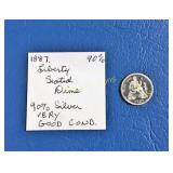 1887 Seated Liberty Dime. 90% Silver