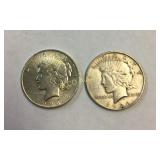 (2) Peace Silver Dollars, 1923 P & 1924 P, times