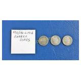 (3)  Barber Dimes, 90% Silver, 1910, 1911 & 1916