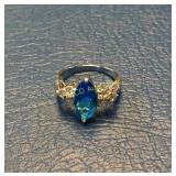 Ring w/Aquamarine colored stone, Sterling Silver