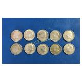 (10) Kennedy half dollars, 1966-1969, times the