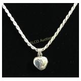 Diamond Cut necklace w/heart locket, 20",