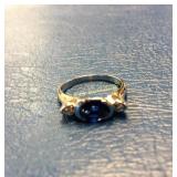 Ring w/Sapphire colored stone, Sterling Silver