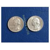 (2) 1964 U.S. Quarters, 90% Silver