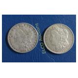 1884 P & 1889 P Morgan Silver Dollars, Extremely
