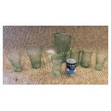 Vintage Coca Cola glass pitcher&Coca Cola glasses