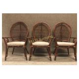 (3) Wooden wicker & bentwood chairs