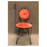 Vintage wrought iron parlor chair w/red upholstery