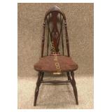 Antique wooden, carved, bentwood, high back chair