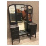 Antique dresser, full length & side swivel mirrors