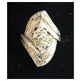 Marque Diamond cluster ring, Sterling Silver