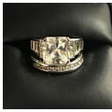 3.59ct. Princess Cut White Sapphire wedding set,