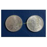 (1) 1886 P & (1) 1896 P Morgan Silver Dollars,