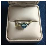 Blue Topaz sweetheart ring, Sterling Silver