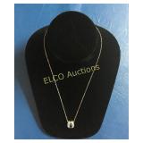 Blue Topaz cushion cut necklace, Sterling Silver