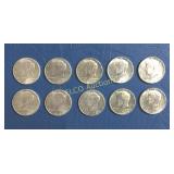 (7) 1964 Kennedy Half Dollars, & (3) 1964 D