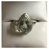 Green Sapphire pear cut ring