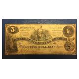 Genuine 1861 $5 Confederate Bill