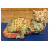 Decoupage patchwork cat figurine door stop,