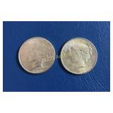 (2) 1922 & 1923 P Peace Silver Dollars, 90% Silver