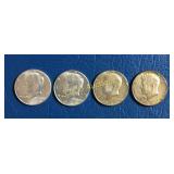 (4) 1964-1967 Kennedy Half Dollars, BU, 90% Silver