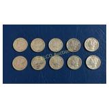(10) 1943-1945 D Mercury Dimes, 90% Silver,