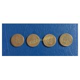 (4) 1859 US Indian Head Cent, Copper Nickel,