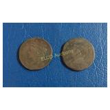 (2) US Large Cents,1837 & 1845, times the money