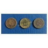 (3) 1864 US Indian Head Cents, Copper Nickels,