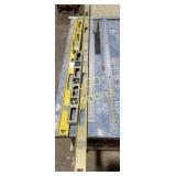 4 levels, T-square, 2 rulers, 2 squares