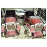 (2) Wooden peddle cars
