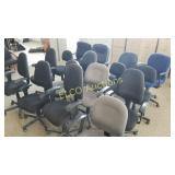 (16) Rolling office chairs, various colors