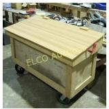 Large rolling wooden tool box