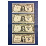 (4) US Small Silver Certificates, 1935 E, (2) 1957