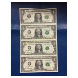Uncut Sheet of $1 Bills