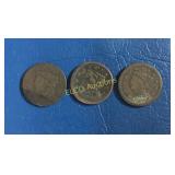 (3) US Large Cents, 1835, 1848, & 1852, times the