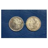 (2) 1880 Morgan Silver Dollars, 90% Silver,