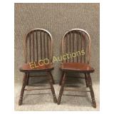 (2) Vintage wooden oval, bentwood chairs