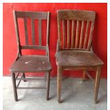 (2) Square back wooden chairs