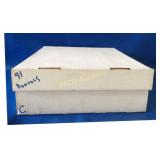 Storage box labeled 1991 Donruss baseball cards,